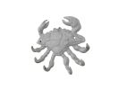 Whitewashed Cast Iron Decorative Crab with Six Metal Wall Hooks 7""