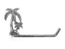 Antique Silver Cast Iron Palm Tree Hand Towel Holder 10""