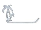 Whitewashed Cast Iron Palm Tree Hand Towel Holder 10""