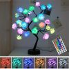 1pc, 24 LED RGB 16 Colors Rose Tree Night Light Battery And USB Plug Operated Rose Flower Fairy Lights Remote Control Mini Christmas Tree Table Lamp F