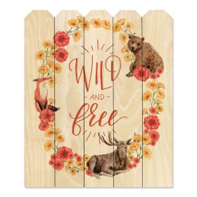 "Wild and Free Wreath" By Artisan Rachel Nieman, Printed on Wooden Picket Fence Wall Art