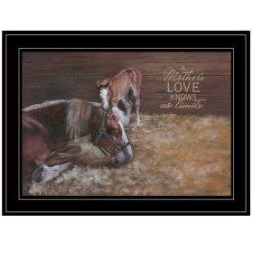 "A Mother Love (Horses)" by Pam Britton, Ready to Hang Framed Print, Black Frame