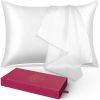 Lacette Silk Pillowcase 2 Pack for Hair and Skin, 100% Mulberry Silk, Double-Sided Silk Pillow Cases with Hidden Zipper (white, Standard size 20" x 26