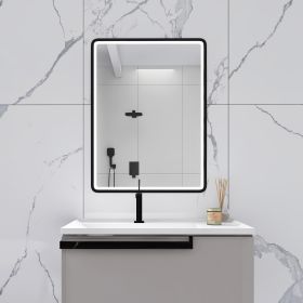 32 x 24 in. Rectangular Black Framed Wall-Mount Anti-Fog LED Light Bathroom Vanity Mirror