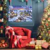 Framed Canvas Wall Art Decor Painting For Chrismas,Cosy Chrismas Village Scene Gift Painting For Chrismas Gift, Decoration For Chrismas Eve Office Liv