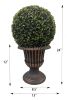 24" Ball Topiary in Bronze Pedestal Pot, Artificial Faux Plant for indoor and outdoor