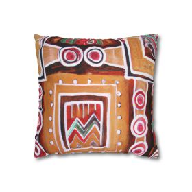 Decorative Throw Pillow Covers With Zipper - Set Of 2, Brown Orange Green Aztec Pattern