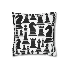 Decorative Throw Pillow Covers With Zipper - Set Of 2, Black And White Chess Print