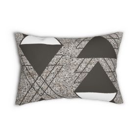 Decorative Lumbar Throw Pillow - Brown And White Triangular Colorblock