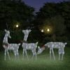 Christmas Reindeer Family 106.3"x2.8"x35.4" Silver Cold White Mesh