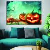 Drop-Shipping Framed Canvas Wall Art Decor Painting For Halloween,Scary Pumkin Jack-o-Lanterns Painting For Halloween Gift, Decoration For Halloween O