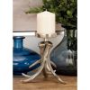 DecMode Silver Aluminum Antler Candle Holder