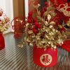 1pc New Year Spring Festival Pots; Artificial Flowers Plants Festival Pots For New Year Spring Festival Home Restaurant Tabletop Festival Festival Par