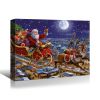 Framed Canvas Wall Art Decor Painting For Chrismas, Santa on Sleigh With Reindeer Gift Painting For Chrismas Gift, Decoration For Chrismas Eve Office