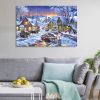 Framed Canvas Wall Art Decor Painting For Chrismas,Cosy Chrismas Village Scene Gift Painting For Chrismas Gift, Decoration For Chrismas Eve Office Liv