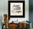 "A Silent Scream for Coffee" by Susan Ball, Ready to Hang Framed Print, Black Frame