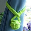 2 Pcs Knitting Cotton Rope Curtain Tiebacks Decorative Tassel Buckle Cord Knot Drapery Tie Backs, Green