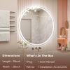 28 Inch Round Backlit Bathroom Mirror, LED round mirror with lighting strip, waterproof LED strip with adjustable 3-color and dimmable lighting,Touch