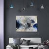 Framed Canvas Wall Art Decor Abstract Style Painting,Blue and White Color Painting Decoration For Office Living Room, Bedroom Decor-Ready To Hang