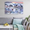 Framed Canvas Wall Art Decor Painting For Chrismas, Cosy Skateing on River scene Chrismas Gift Painting For Chrismas Gift, Decoration For Chrismas Eve