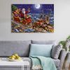 Framed Canvas Wall Art Decor Painting For Chrismas, Santa on Sleigh With Reindeer Gift Painting For Chrismas Gift, Decoration For Chrismas Eve Office