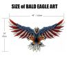 1 Pack/3pcs; Metal Wall Art (40"x24"); Oversize Metal Eagle Wall Decor American Flag Bald Eagle Hanging Patriotic Sculpture Independence Day Wall Deco