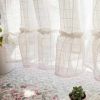 Grid - Translucent Short Kitchen Curtain Window Curtain Cafe Tier Curtain Gauze