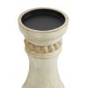 DecMode 3 Candle Cream Wood Candle Holder, Set of 3