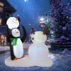 7 Foot Christmas Inflatable Penguin and Snowman Outdoor Decorations with Build-in LED Lights, Waterproof Xmas Family Inflatable Decor for Yard Lawn Ga