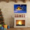 Framed Canvas Wall Art Decor Painting For New Year, Happy New Year on Snow Gift Painting For New Year Gift, Decoration For Chrismas Eve Office Living