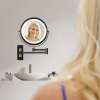 8.6" Wall Mounted Makeup Mirror with LED Lights, Double Sided 1X/10X Magnifying Mirror, 360¬∞ Swivel Bathroom Vanity Mirror with Extension Arm, Built-