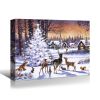 Framed Canvas Wall Art Decor Painting For Chrismas, Cute Animals with Chrismas Tree Gift Painting For Chrismas Gift, Decoration For Chrismas Eve Offic