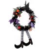 Halloween Witch Wreath Pumpkin Door Decorations Artificial Party Hanging Handmade Wreath Garland