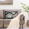 12 x 20 Rectangular Cotton Accent Lumbar Pillow, Classic Aztec Pattern, White, Black