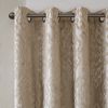 Knitted Jacquard Damask Total Blackout Grommet Top Curtain Panel Pair