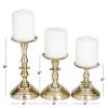 DecMode 3 Candle Gold Aluminum Pillar Candle Holder, Set of 3