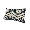 12 x 20 Rectangular Cotton Accent Lumbar Pillow, Classic Aztec Pattern, White, Black