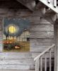 "Spooky Harvest Moon" By Artisan Billy Jacobs, Printed on Wooden Picket Fence Wall Art