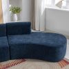 136.6" Stylish Curved sofa Sectional Sofa Chenille Fabric Sofa Couch with Three Throw Pillows for Living Room, Blue