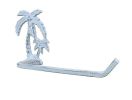 Whitewashed Cast Iron Palm Tree Hand Towel Holder 10""