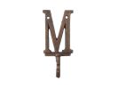 Rustic Copper Cast Iron Letter M Alphabet Wall Hook 6""