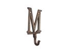 Rustic Copper Cast Iron Letter M Alphabet Wall Hook 6""