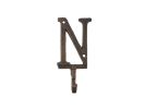 Rustic Copper Cast Iron Letter N Alphabet Wall Hook 6""