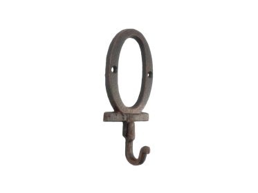 Rustic Copper Cast Iron Letter O Alphabet Wall Hook 6""