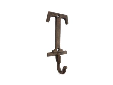 Rustic Copper Cast Iron Letter T Alphabet Wall Hook 6""