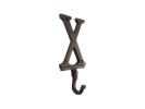 Rustic Copper Cast Iron Letter X Alphabet Wall Hook 6""