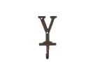 Rustic Copper Cast Iron Letter Y Alphabet Wall Hook 6""