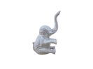 Whitewashed Cast Iron Elephant Metal Door Stop 8""