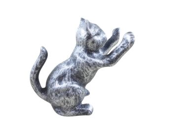 Rustic Silver Cast Iron Cat Door Stopper 5""