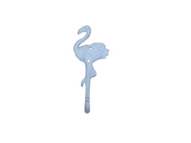 Rustic Whitewashed Cast Iron Wall Mounted Decorative Metal Flamingo Hook 8""